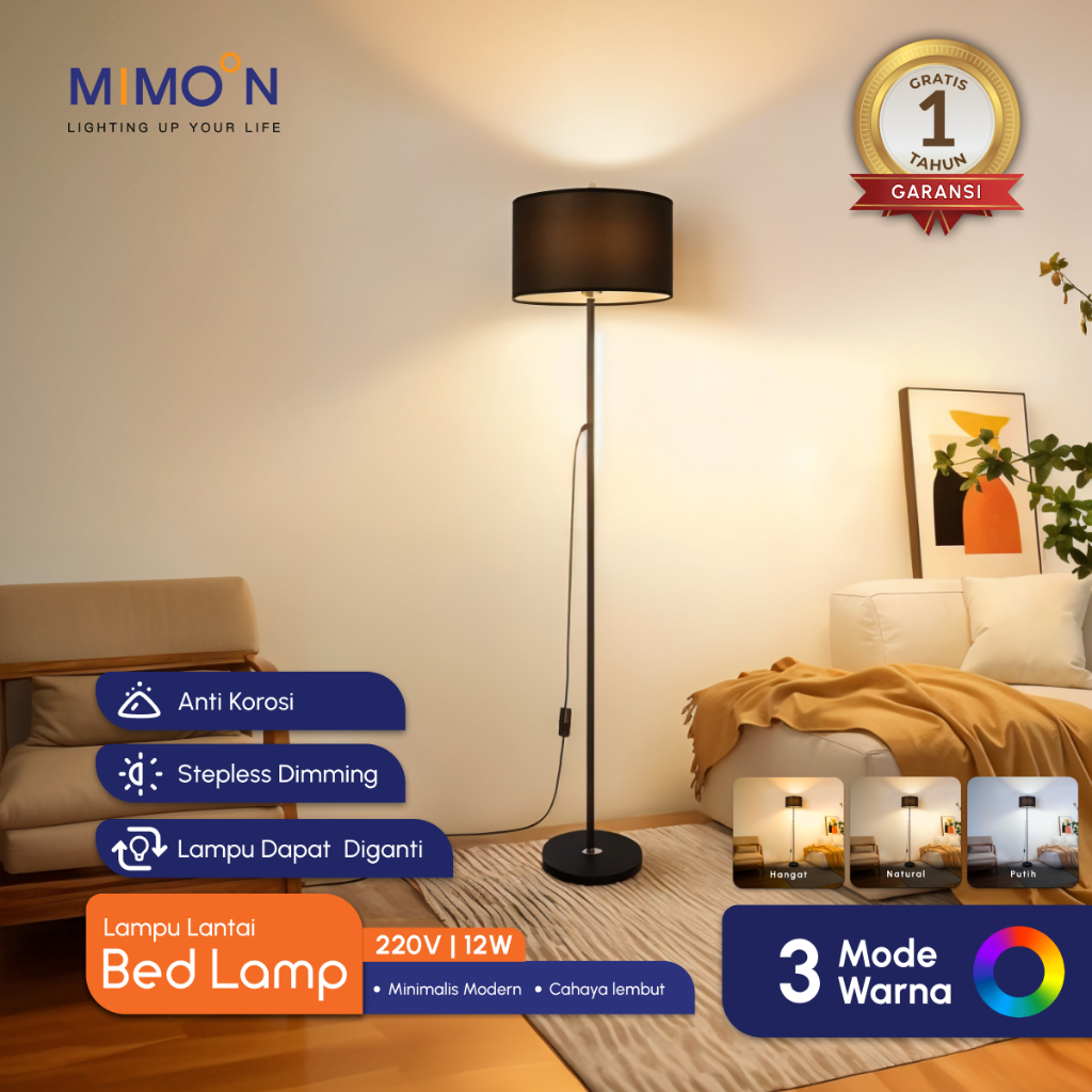 MIMOON Standing Lamp Lampu StandingLampu Sudut Ruang Tamu Aesthetic Lampu Tidur Lampu Hias Baca