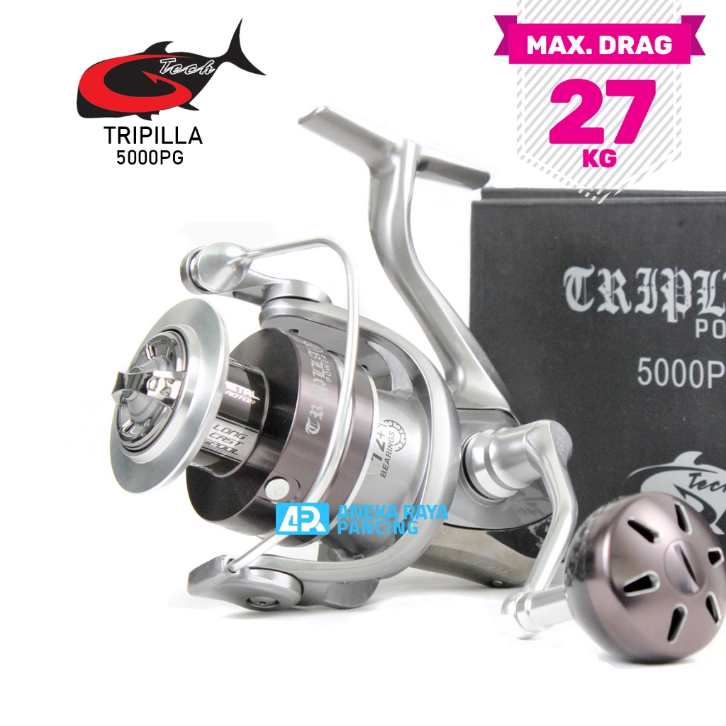 Reel G-TECH TRIPLLA POWER SW C3000 4000 5000 HG PG | Power Handle Metal Body | Saltwater Laut Resmi 