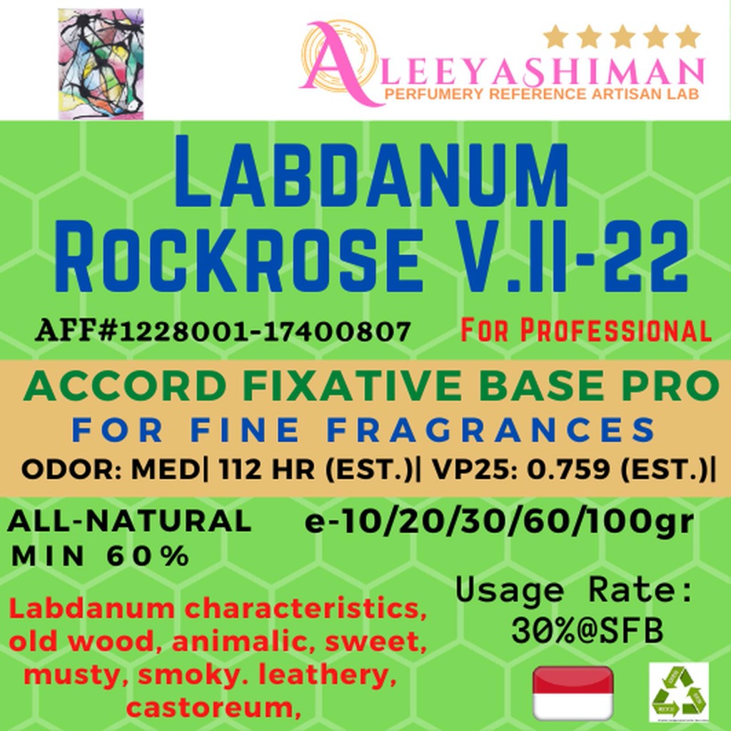 AleeyashimanFF AFFCO-039RES Labdanum Rockrose Fixative base APBTB Ed. 2024 – Accords for Perfumery –