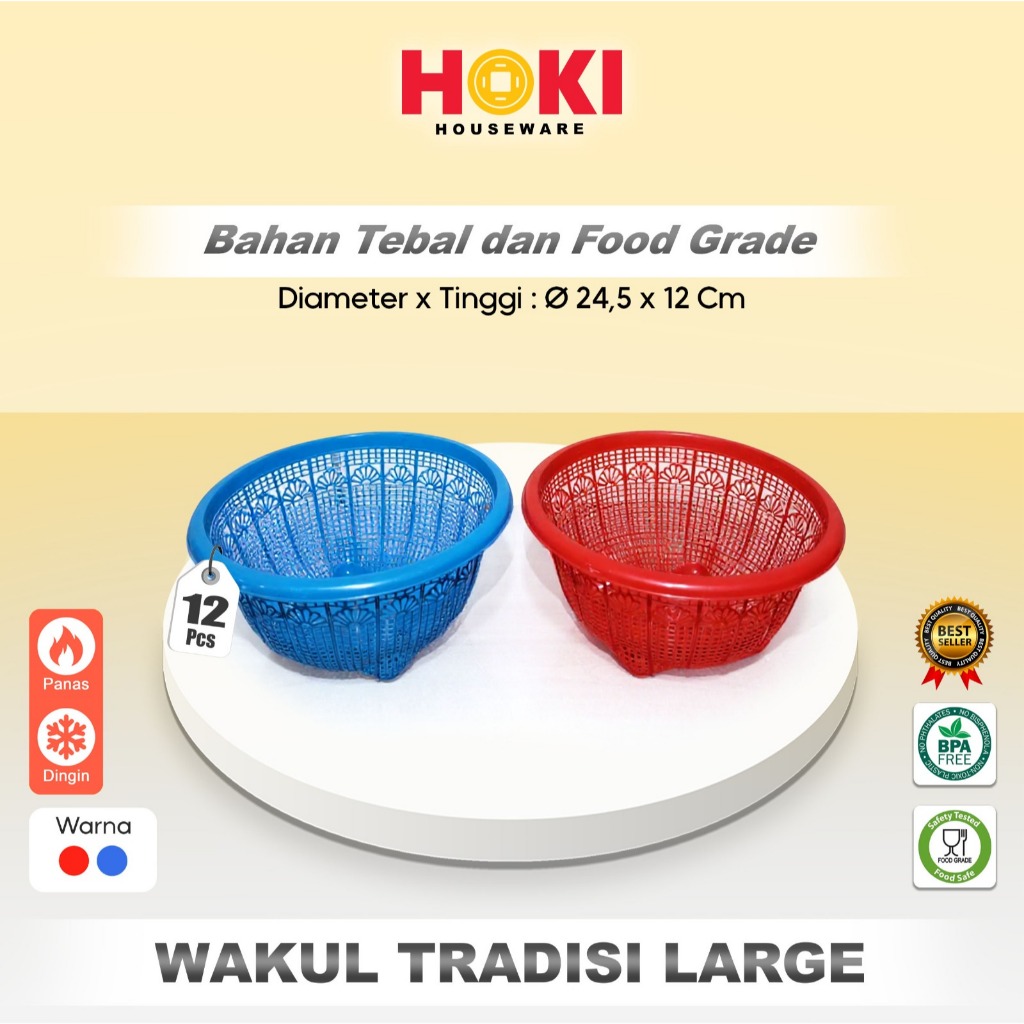 (12 PCS) WAKUL TRADISI LARGE / WAKUL PLASTIK / WAKUL HAJATAN / WAKUL MURAH / WAKUL SERBAGUNA