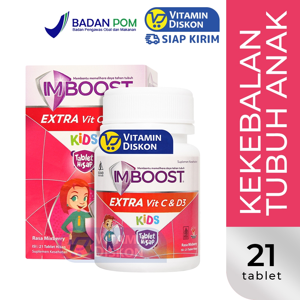 IMBOOST KIDS EXTRA TABLET HISAP - ISI 21 TABLET 0 2 Tahun Ke Atas | Tablet Hisap Peningkat Daya Taha