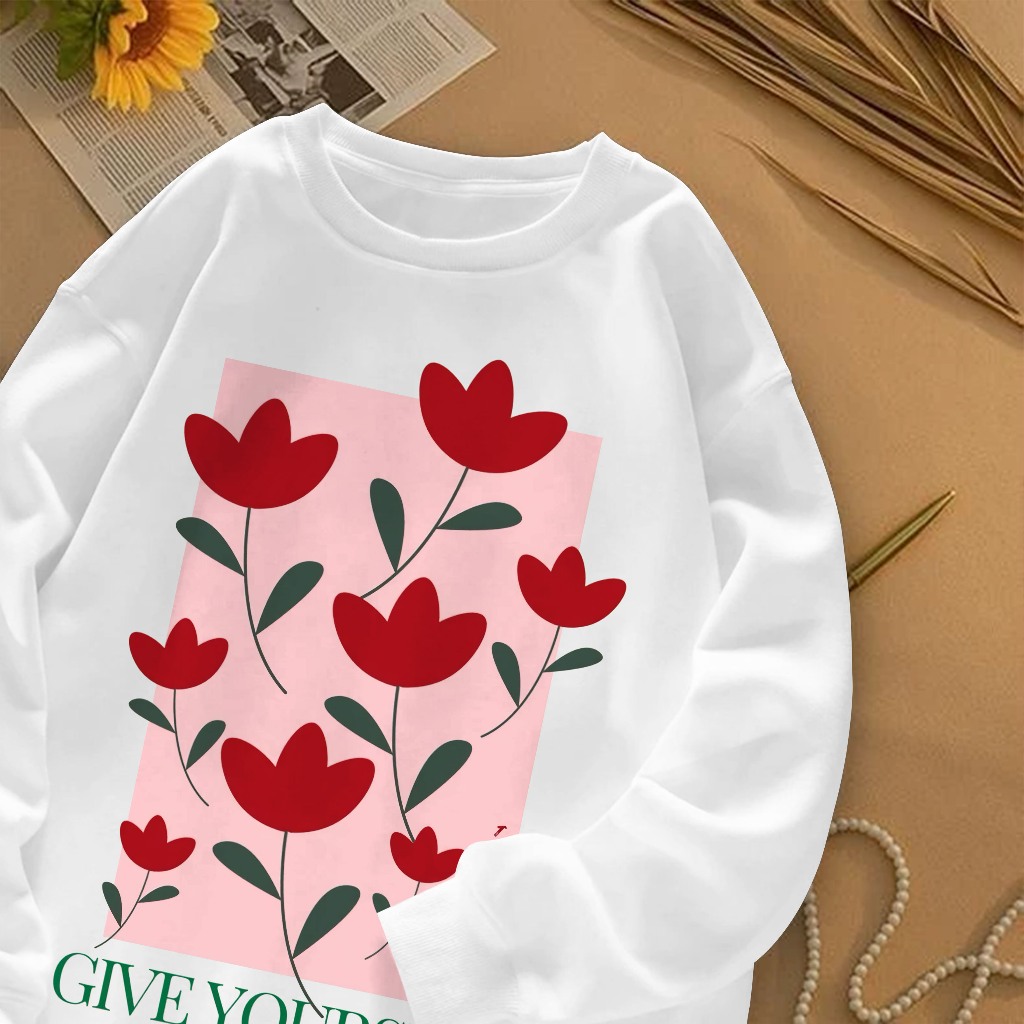 Marvee Florencia - Kaos Lengan Panjang Model Kerut I Atasan Wanita Putih Tops - Blouse Korean Style