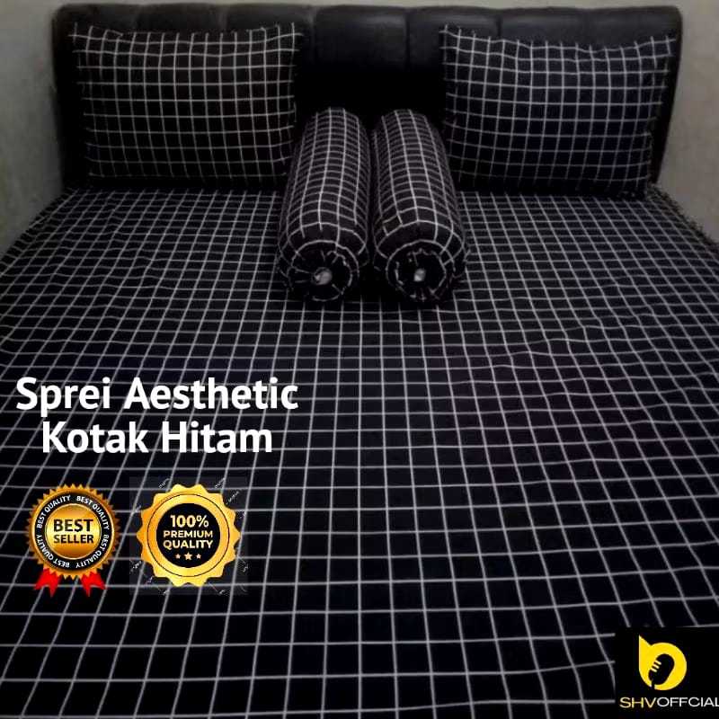 Sprei Anti Geser Karet Keliling / Sprei Karet Keliling SPREI AESTHETIC KOTAK KOTAK PREMIUM 120 x 200