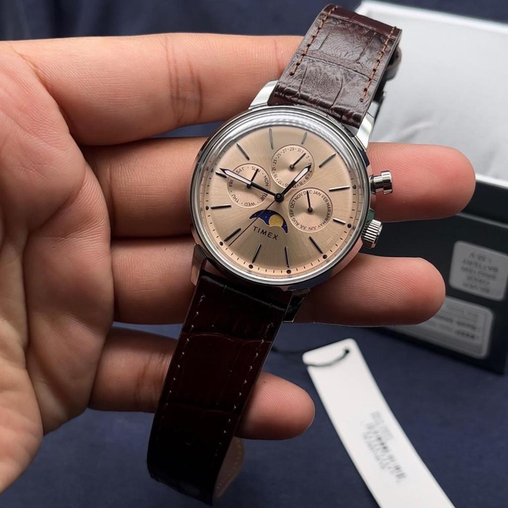 Timex Marlin TW2W51100 Moon Phase Rosegold Dial Men's Watch
