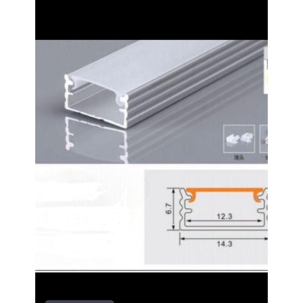 Cover Lampu LED Strip Alumunium/Housing LED Bar- Rata V2 1m