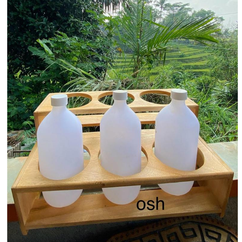 RAK BOTOL BENSIN /BOTOL JAMU BERBAHAN KAYU MAHONI ISI 6,8,& 10 LUBANG
