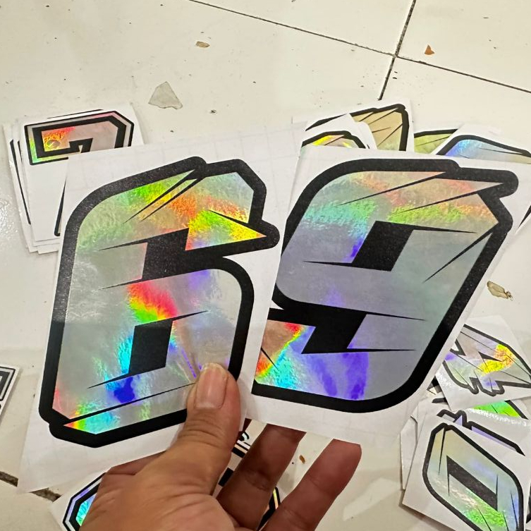 STICKER PAPAN NOMOR MOTOR NYALA PELANGI-STICKER ANGKA 0-9 TINGGAL TEMPEL MOTIF RACING TERBARU