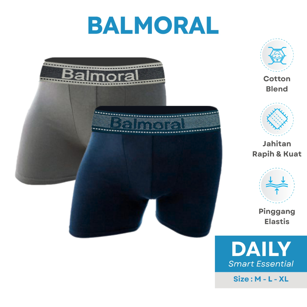 Balmoral Daily Celana Dalam Pria Boxer 2 Pcs Rayon Spandex BX.A.008