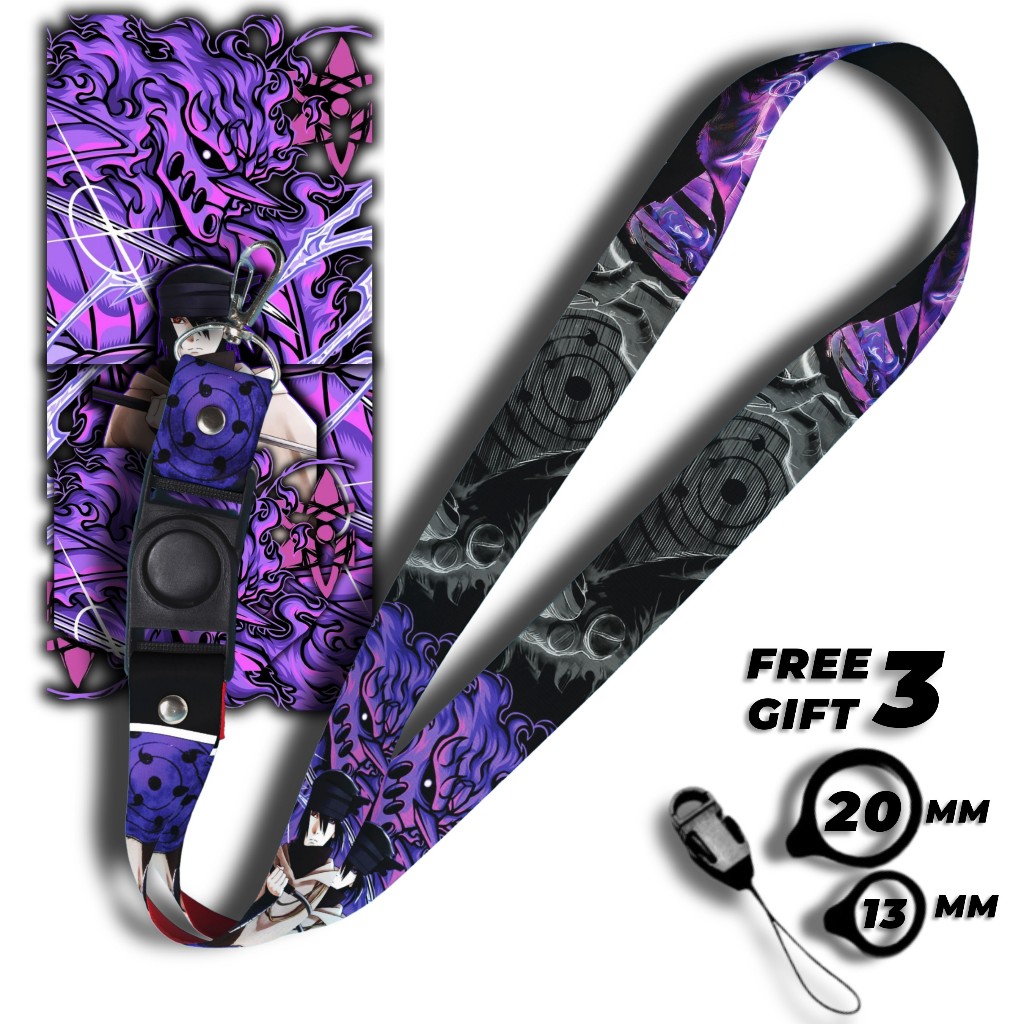 SASUKE HITAM UNGU NEW ANIME NARUTO LANYARD PREMIUM GANTUNGAN HP GANTUNGAN KUNCI