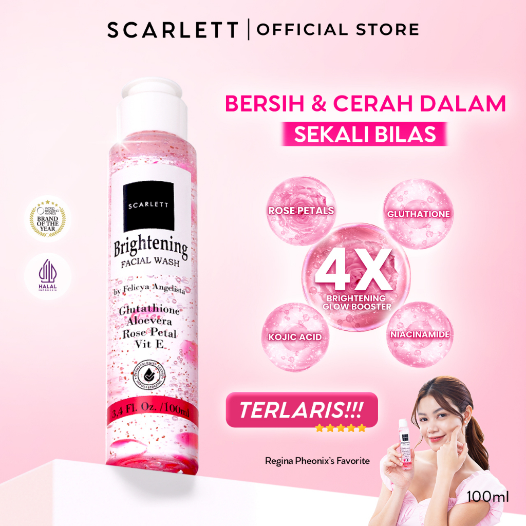 SCARLETT Brightening Facial Wash Untuk Semua Jenis Kulit Membantu untuk Mencerahkan dan Membersihkan