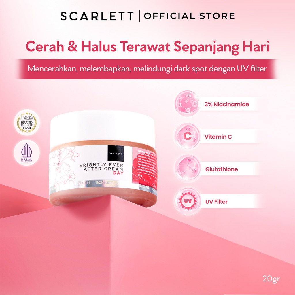 Scarlett Whitening Brightly Ever After Day Cream - Moisturizer Krim Pelembab Wajah untuk Mencerahkan