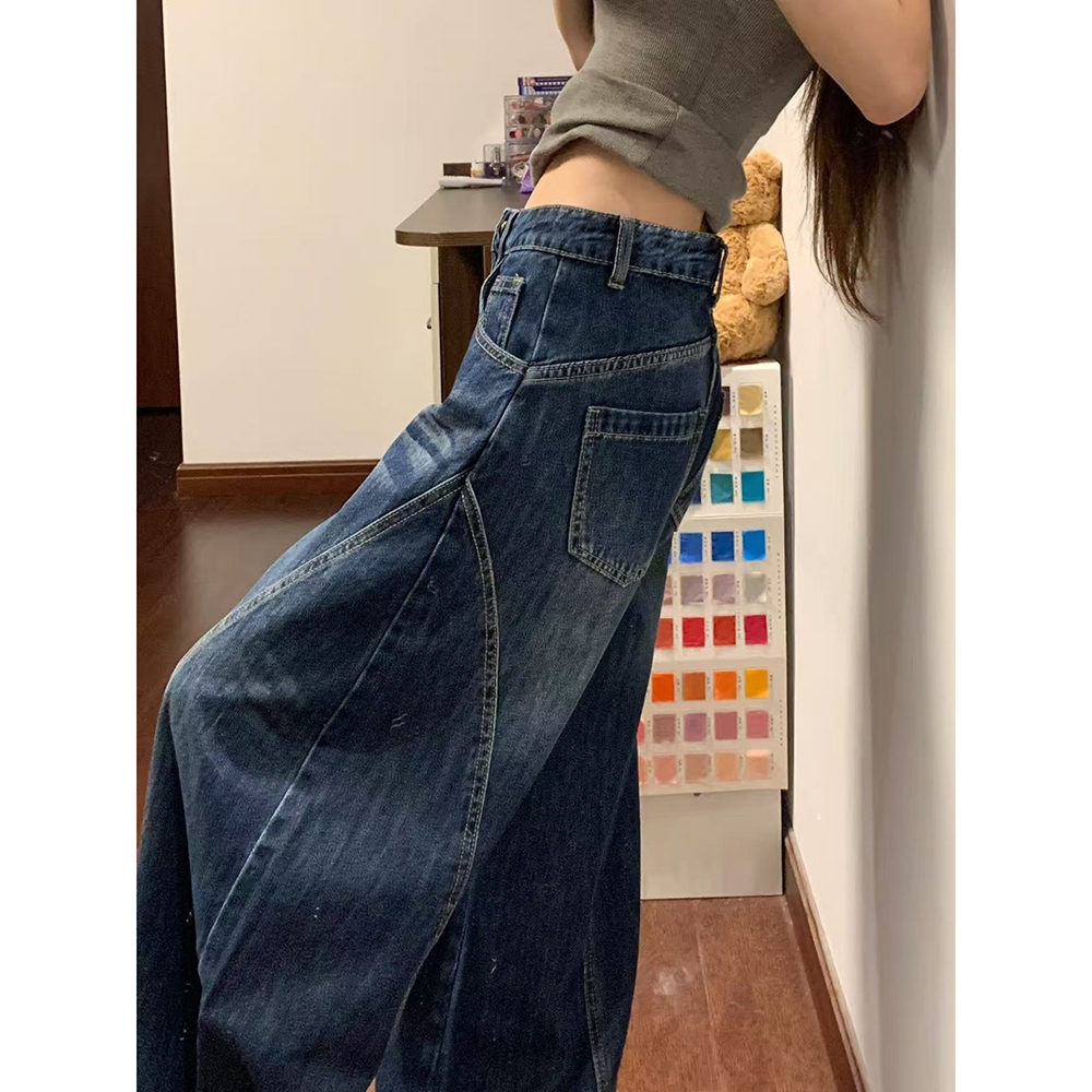 lulu jeans-Biru Retro Highwaist koult Celana Jeans Wanita baggy baggy Jeans Korean--Celana panjang y