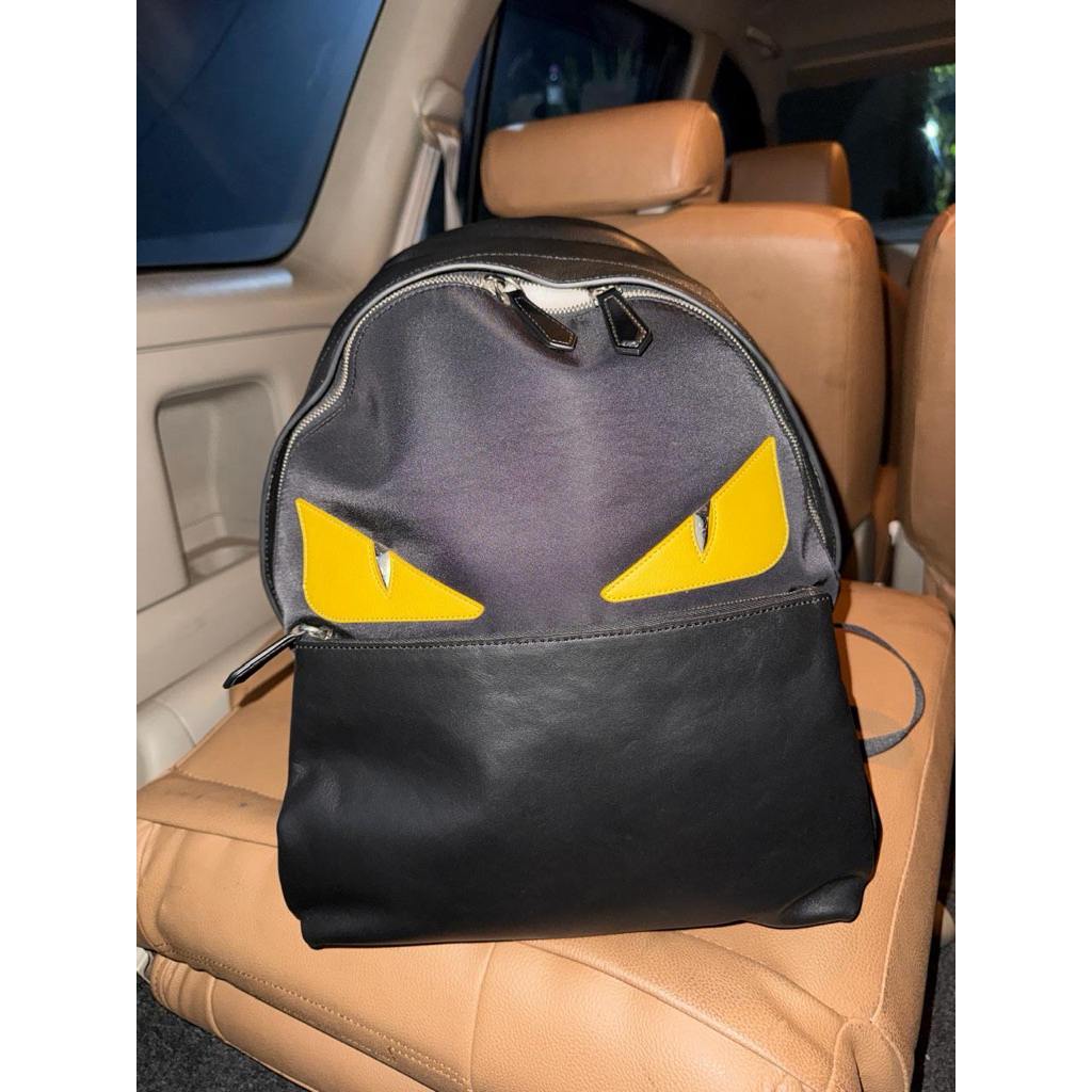 #101 Fendi Monster Eyes Backpack Black ORI FENDI
