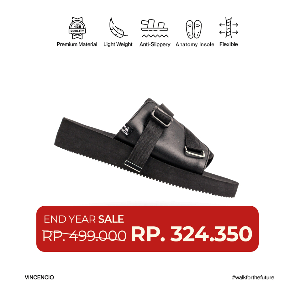 Vincencio - Minoru - Jet Black | Sandal Traveling Pria | Sandal Traveling Wanita