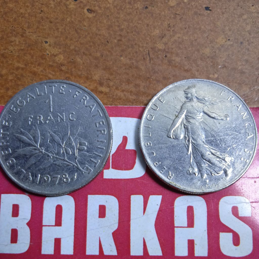 Koin kuno 1978 French One 1 Franc Coin 