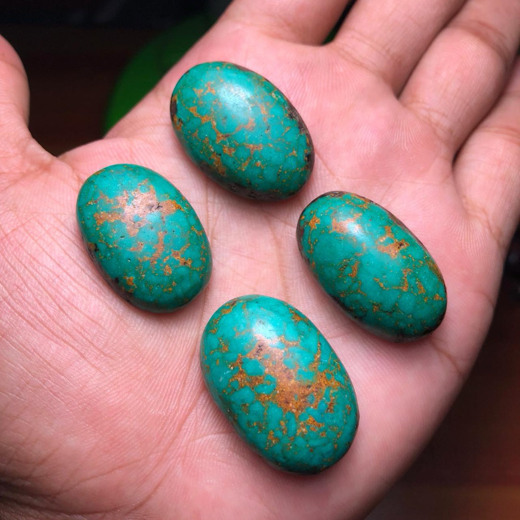 Batu Pirus Persia Asli Serat Ems Grade A Plus Warna Hijau