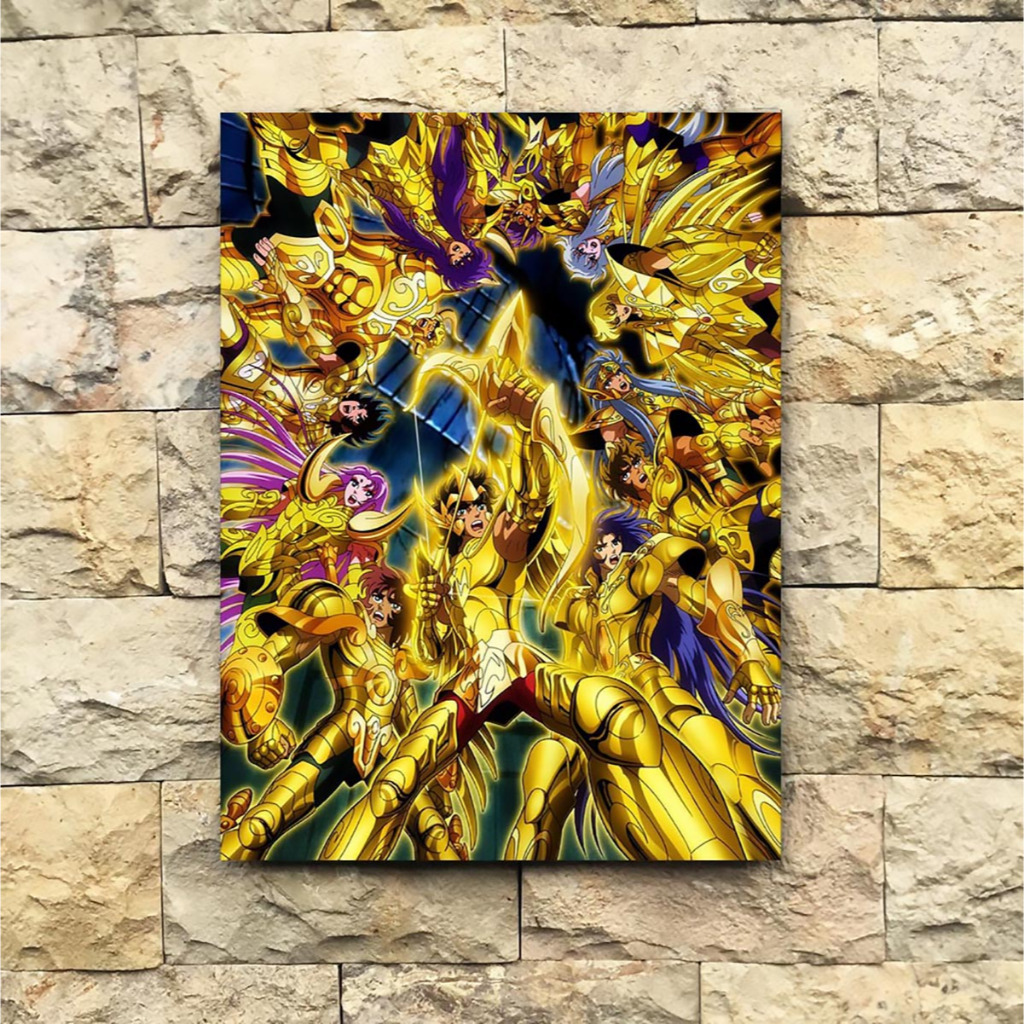 Poster Saint Seiya Dekorasi Dinding Frame Kayu Wall Decor Vintage