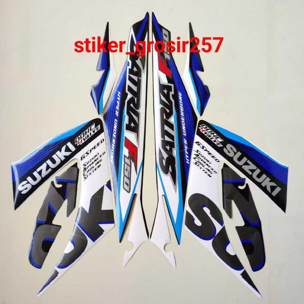 STIKER STRIPING LIS BODY MOTOR SUZUKI SATRIA FU 150 FACELIFT 2015 PUTIH BIRU