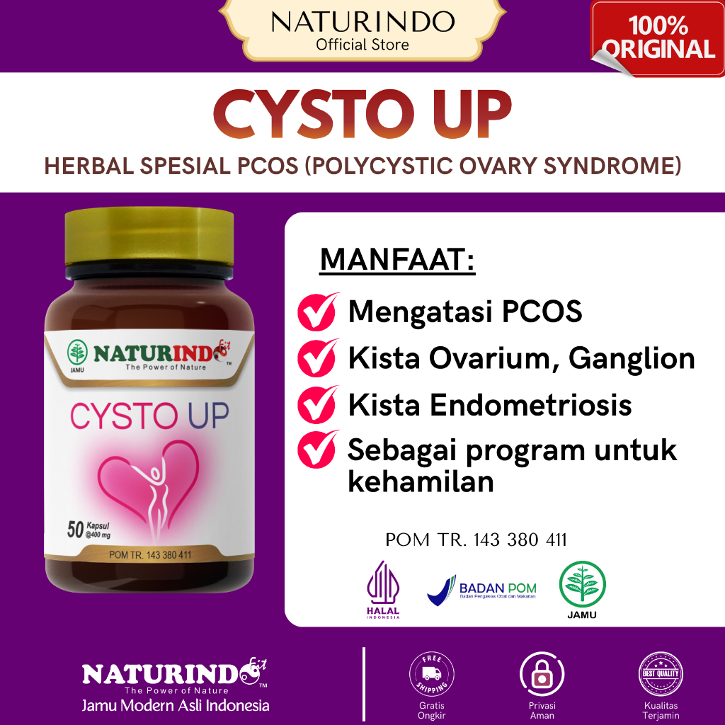 CYSTO UP - NATURINDO Obat Herbal PCOS Miom Kista Ovarium Endometriosis Ganglion
