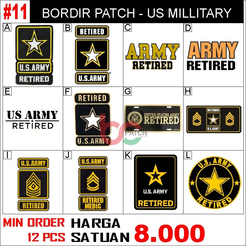 #11 PATCH BORDIR US ARMY MILLITARY INSIGNIA USAF NAVY RETIRED WW2 RANK VETERAN AIR/SPECIAL FORCE