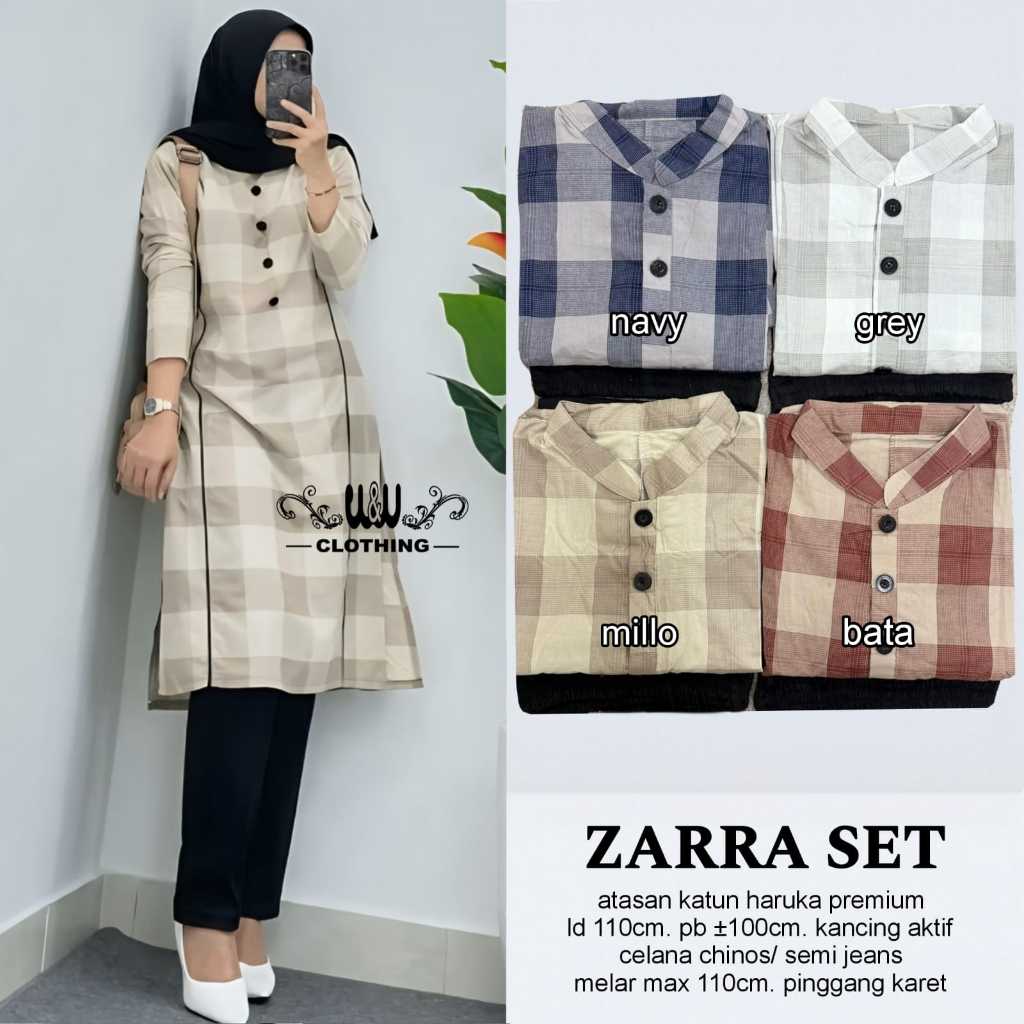 Zarra Set Product W&W Top Katun Haruka Premium | Pant Chinos/SemiJeans Setelan AtasanTunik-Celana Za