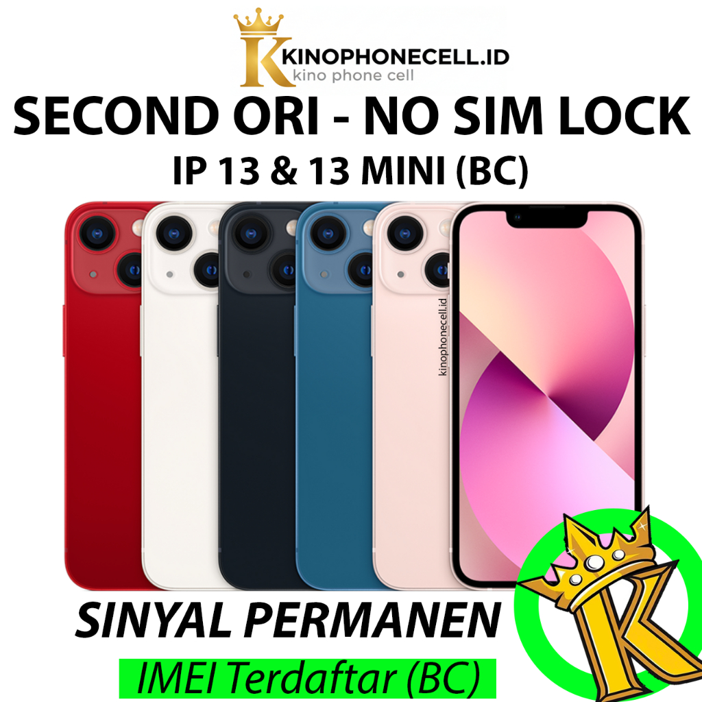 BC IPHONE 13 / 13 Mini Second Beacukai BC Bekas 128/256/512 GB Kino Phone Cell