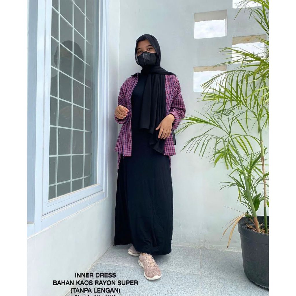 Inner Dress Rayon Tanpa Lengan