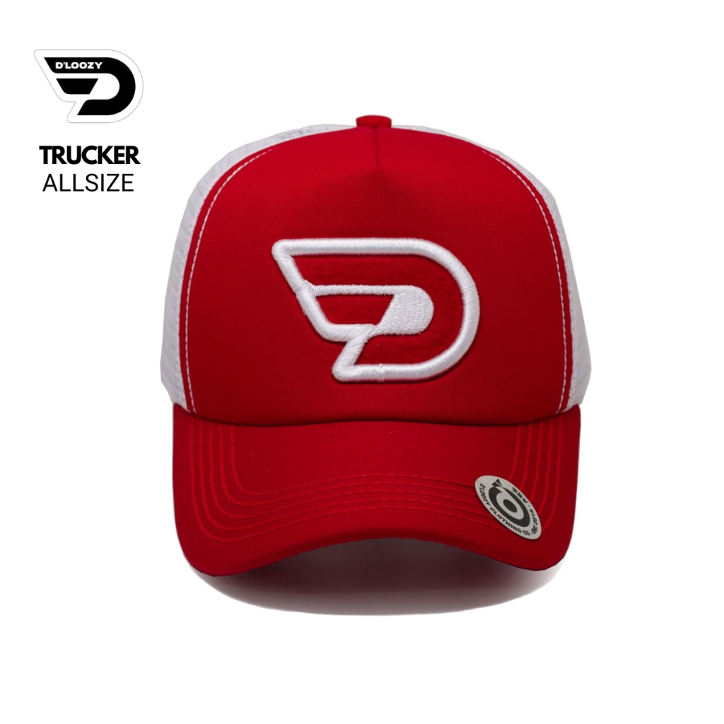 Topi Pria Keren Jaring DLOOZY Distro Original Merah Putih DLZTR-MMP