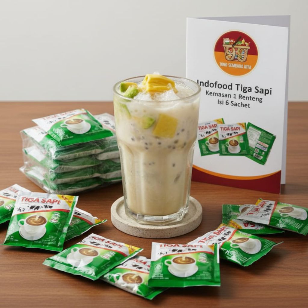 TIGA SAPI Susu Kental Manis 37gr 1 Renteng isi 6 Sachet