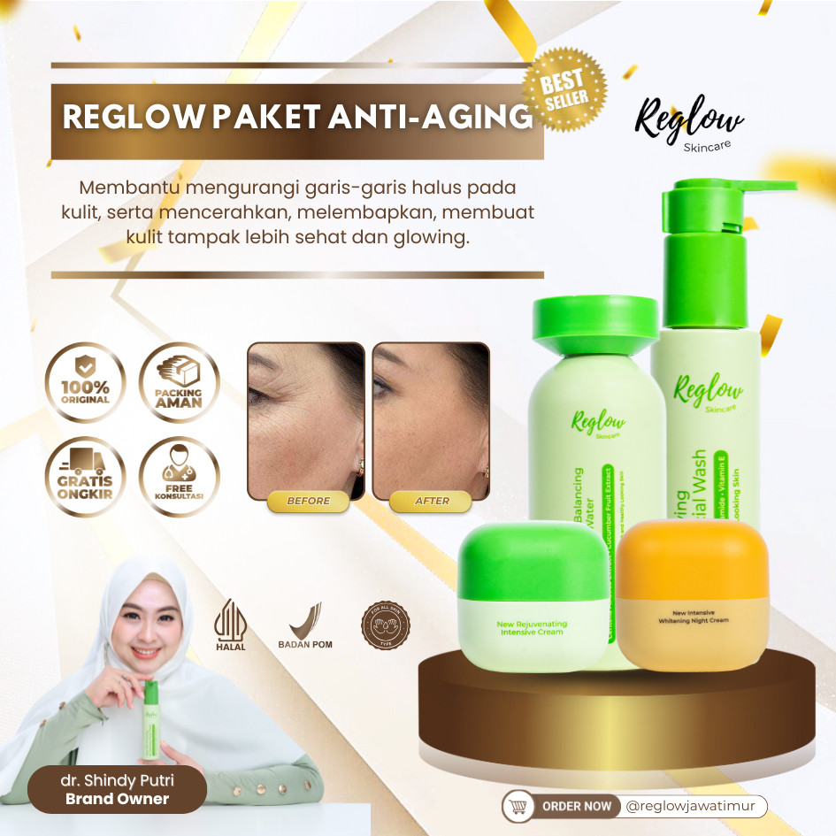 Reglow Paket Anti-Aging Skincare Original 100%  - Mencerahkan Dan Melembapkan Kulit