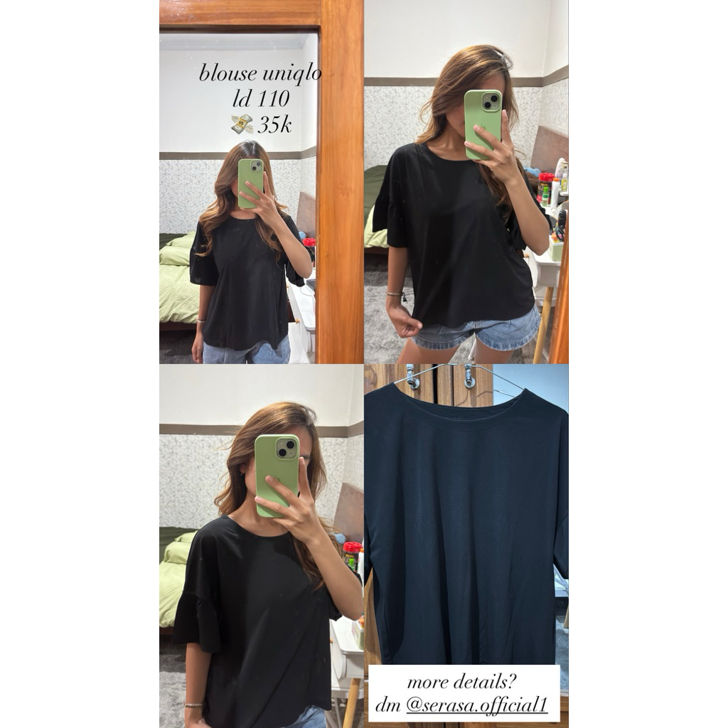blouse hitam uniqlo