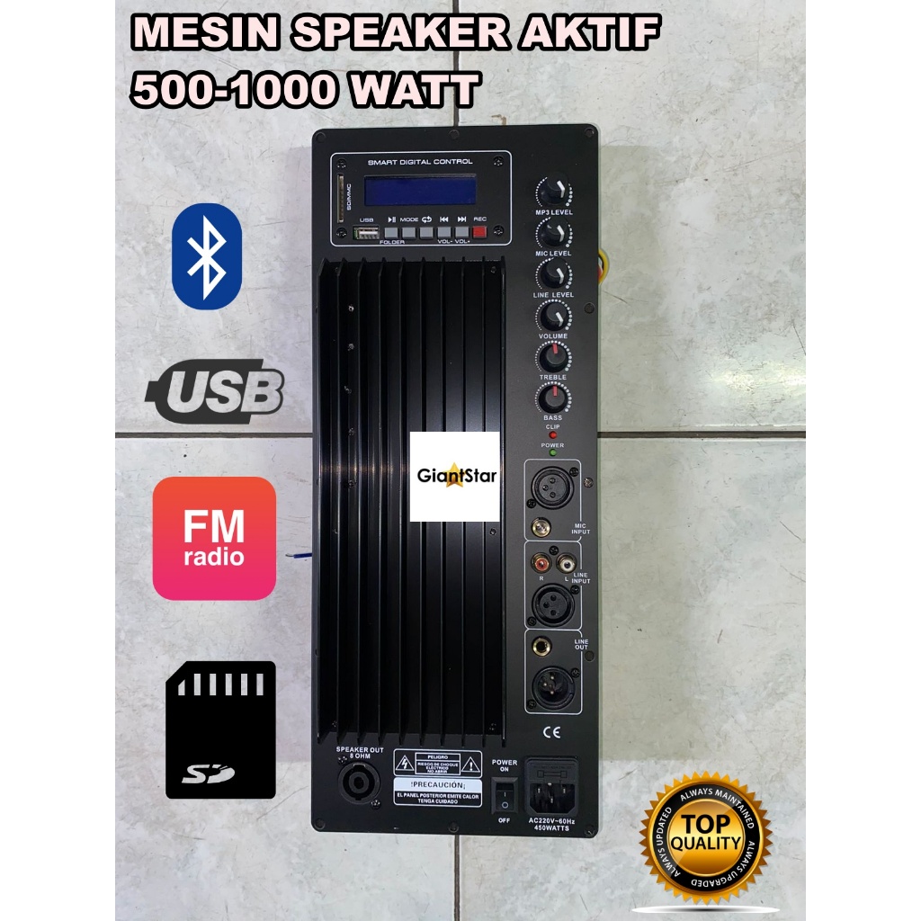 POWER KIT MESIN SPEAKER AKTIF USB BLUETOOTH 450-1000 Watt 18in 15in 12in Amplifier