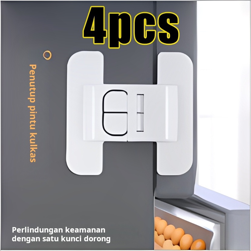 “Kunci Pengaman Kulkas & Lemari 1/2/4 Pcs - Penutup Pintu Anti Anak Kecil, Perlindungan Keamanan den