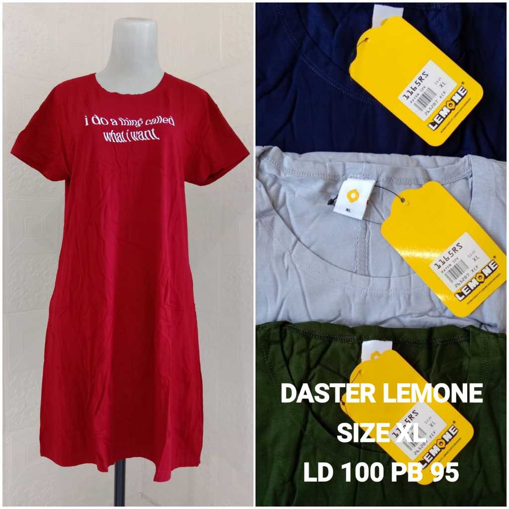 Daster Home Dress Polos Panjang Selutut Lemone Strit Size XL