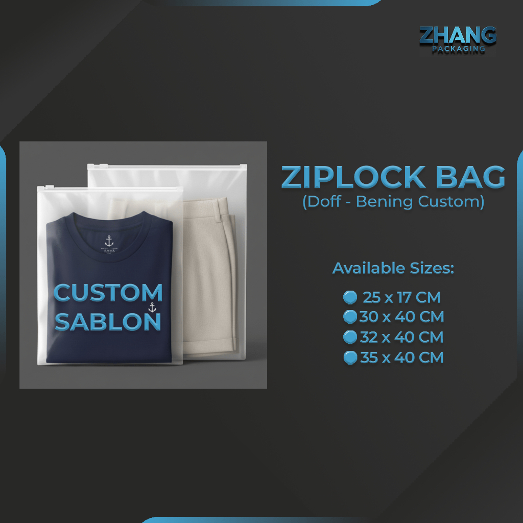 Ziplock Bag (Doff-Bening Custom) Zipper Lock / Zipper Bag / Plastik Ziplock Baju / Kemasan Hijab