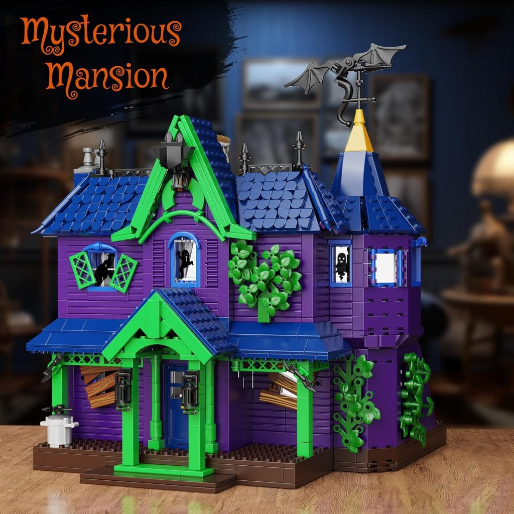 Haunted House Horror Building Set, Spooky Mansion Cartoon Movie House Block Toy Compatible with Lego