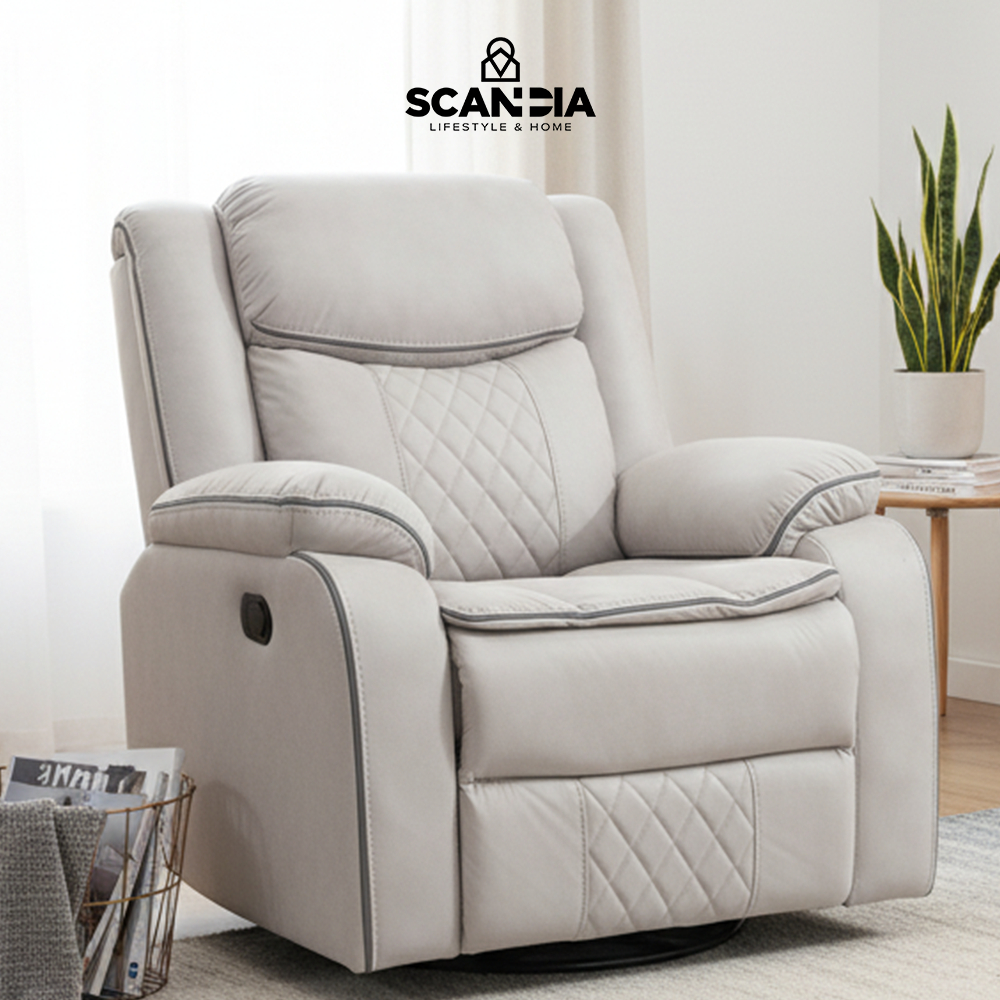 SCANDIA Dahlberg Sofa Recliner 1 Seater With Rocking 92x95x103 - Kursi Santai Nyaman Coklat Muda Tid
