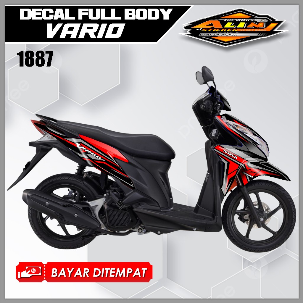 1887 Decal Sticker Honda Vario125 Old/Lama techno Fullbody Desain list merah variasi racing decal va