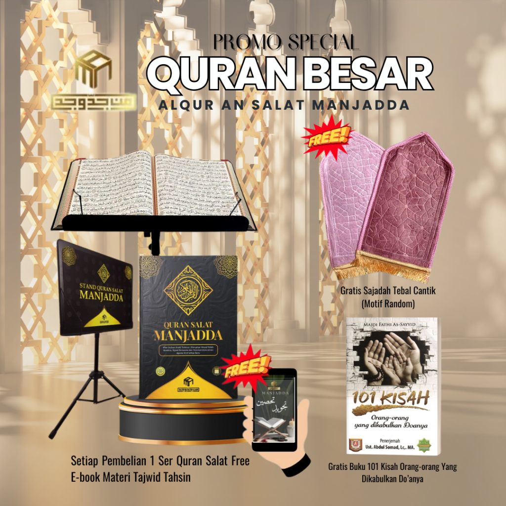 Manjadda Qur an Salat Jumbo + Standing Qur an Original Huruf/Khat Besar Tajwid Berwarna Memudahkan M