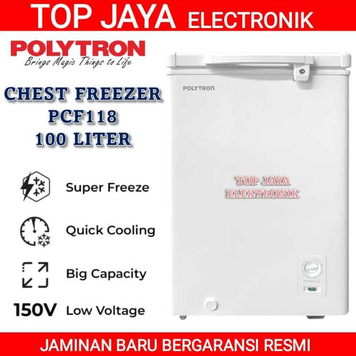 CHEST FREEZER POLYTRON 100 LITER PCF118/BOX FREEZER POLYTRON PCF118 NEW SERIES