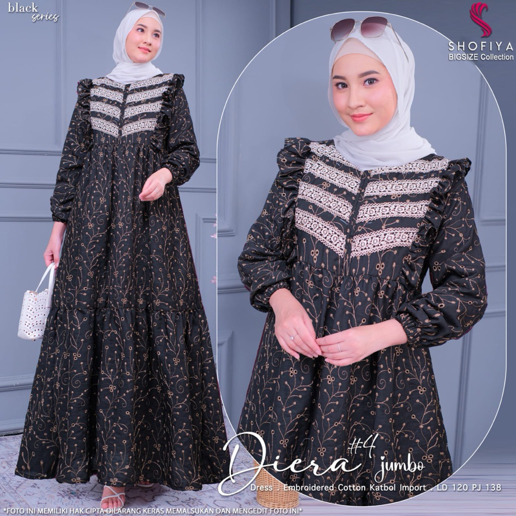 [LD 114] DIERA DRESS GAMIS GAUN PESTA WANITA JUMBO PREMIUM ORI SHOFIYA BIG SIZE