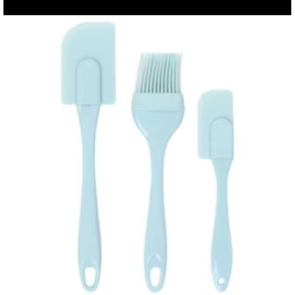 SPATULA SILIKON TAHAN PANAS SET/SPATULA SET 3 IN 1/ KUAS SILIKON TAHAN PANAS