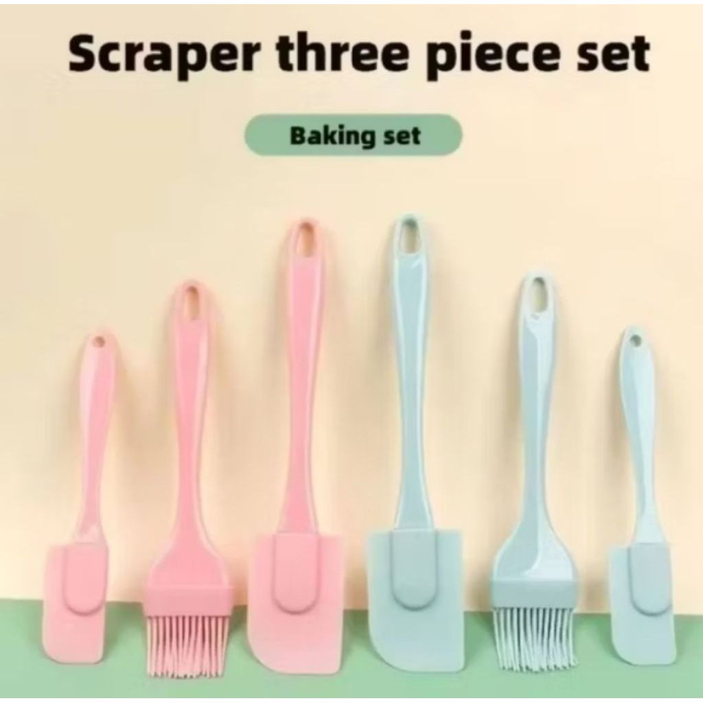 SPATULA SILIKON TAHAN PANAS SET/SPATULA SET 3 IN 1/ KUAS SILIKON TAHAN PANAS