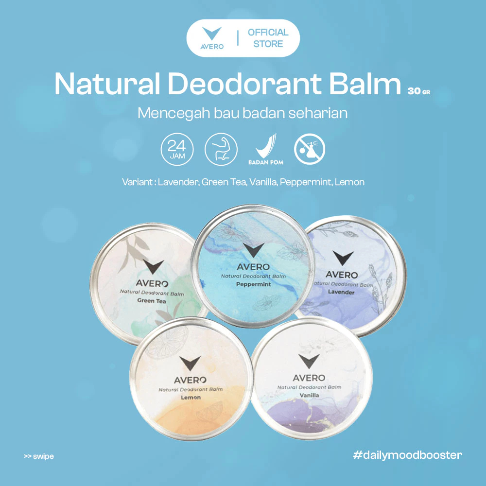 Deodorant Balm Avero Solid Deodoran Ketiak Alami BPOM Tanpa Alkohol & Alumunium Pewangi Ketiak