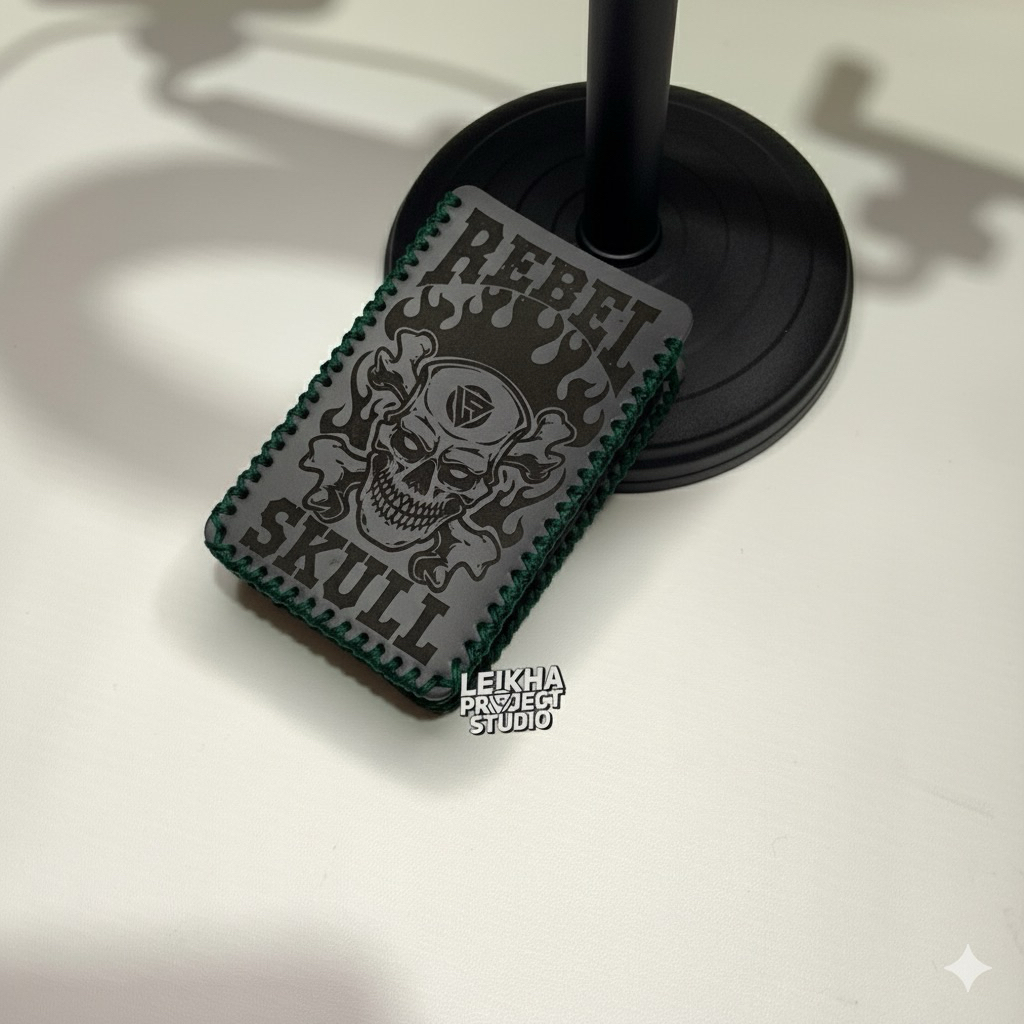 Leather Sleeve Case R 234 Hitam Rebel Skull Benang Hijau Tua Case SoftCase Remote Kulit Premium Anti