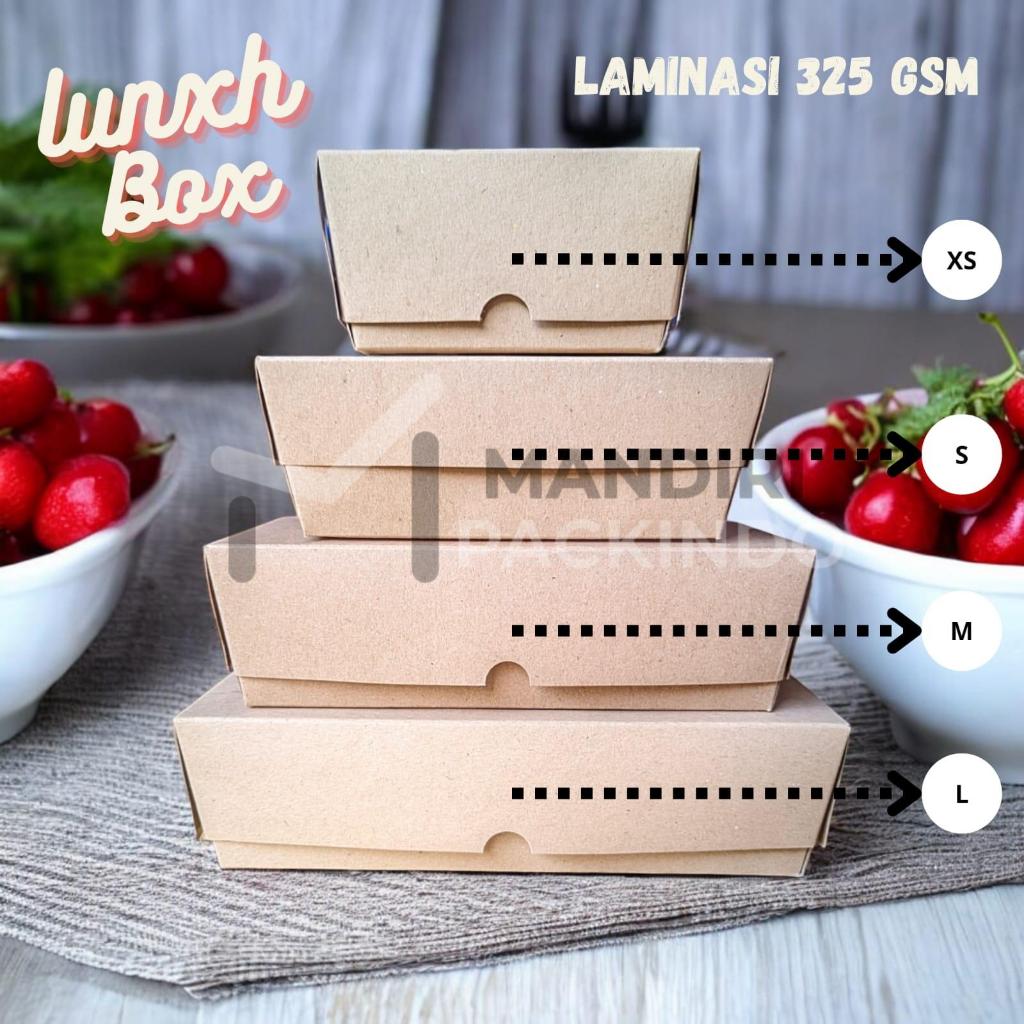 PAPER LUNCH BOX KRAFT SIZE SMALL Berlaminasi isi 100 Pcs 325 gsm