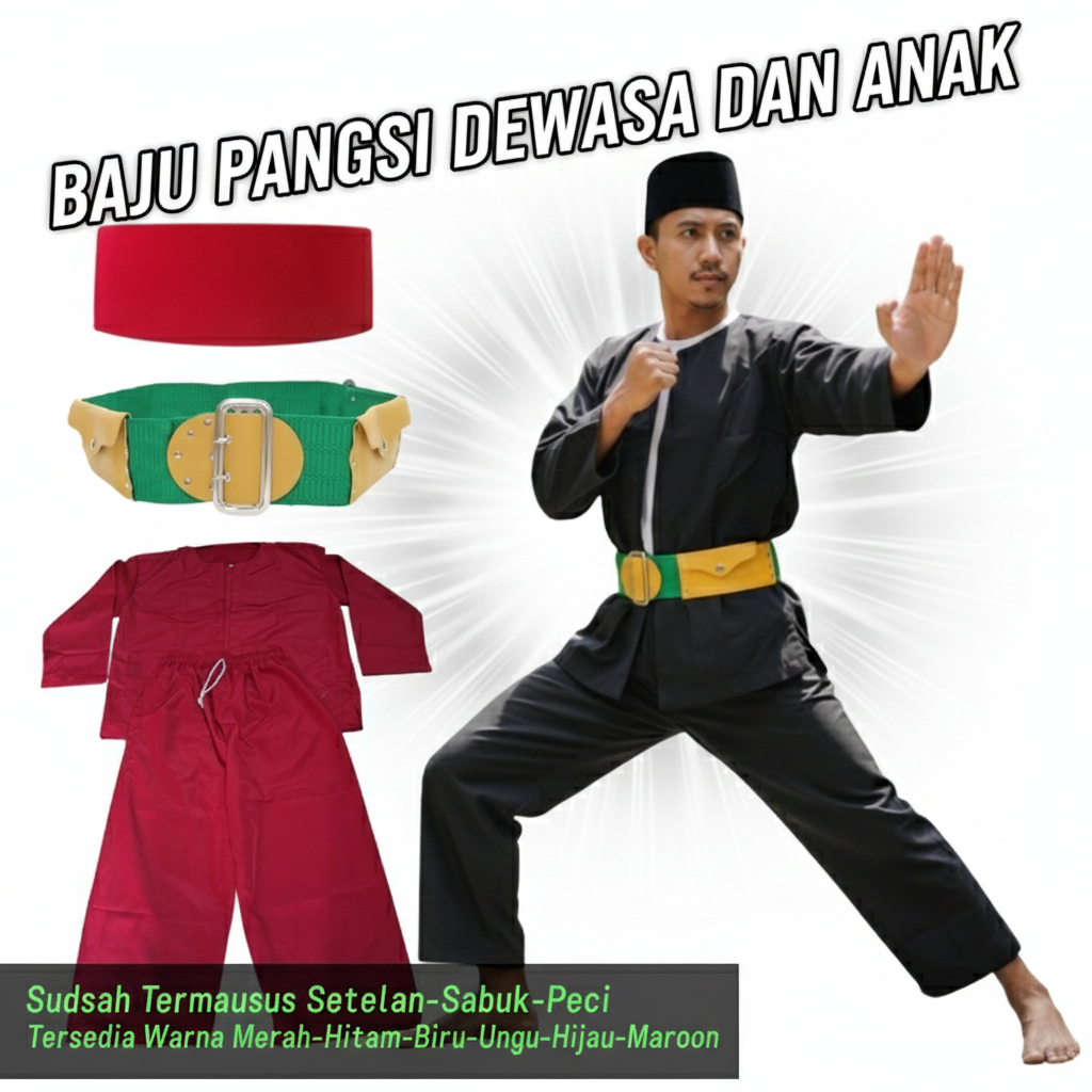 Baju pangsi setelan sabuk dan peci pakaian adat Betawi Lengkap Untuk Anak Laki Laki Dewasa