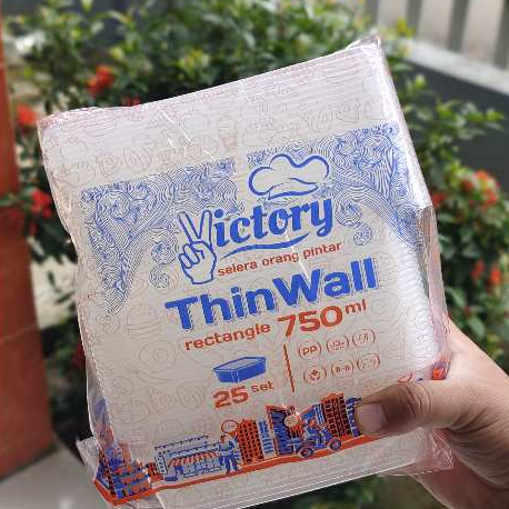 Kotak Makan Plastik / Cup Rujak / Cup Salad Thinwall Rectangle 750 ml VICTORY