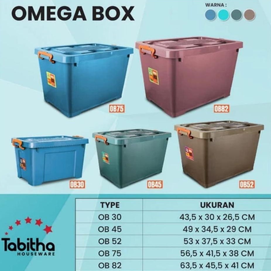 Tabitha Container Omega Box CB 30 45 52 75 82 Liter Kotak Tempat Penyimpanan Roda Tutup OB Storage B