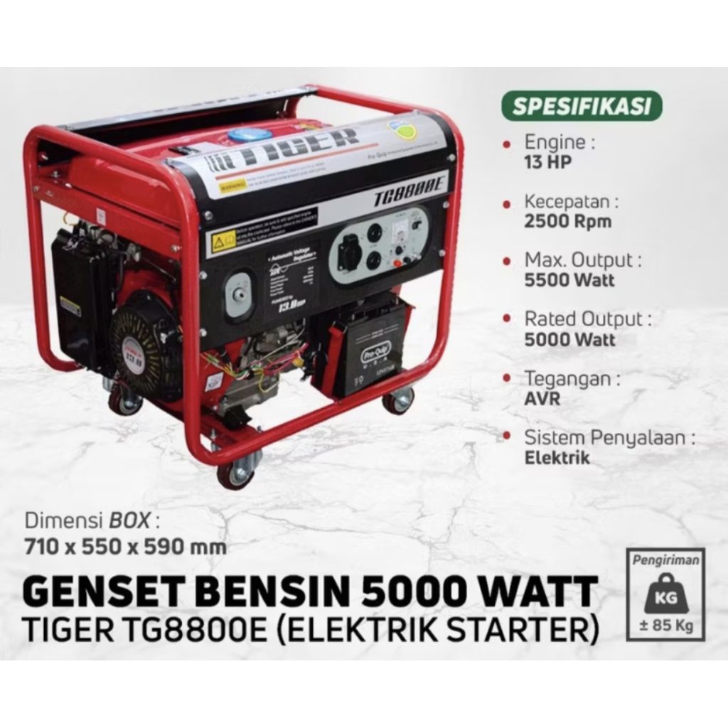 Generator listrik 5500 watt TIGER TG8800E/ genset tiger TG8800 ( 5500Watt)
